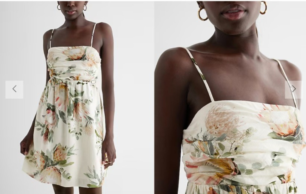 Express Women’s Dress L Floral Print Summer Sundress Sleeveless Smocked Back